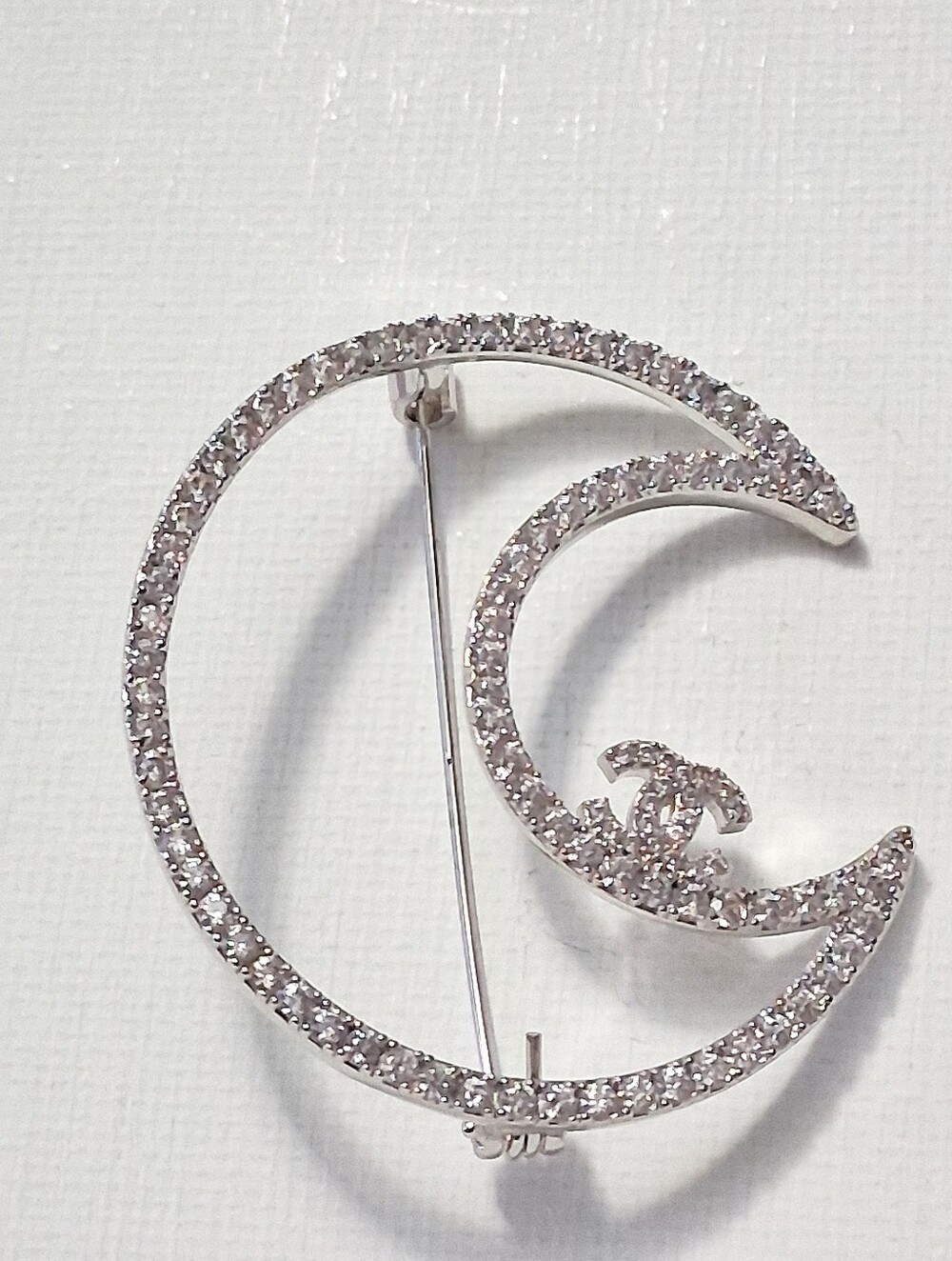 Silver Crescent Brooch